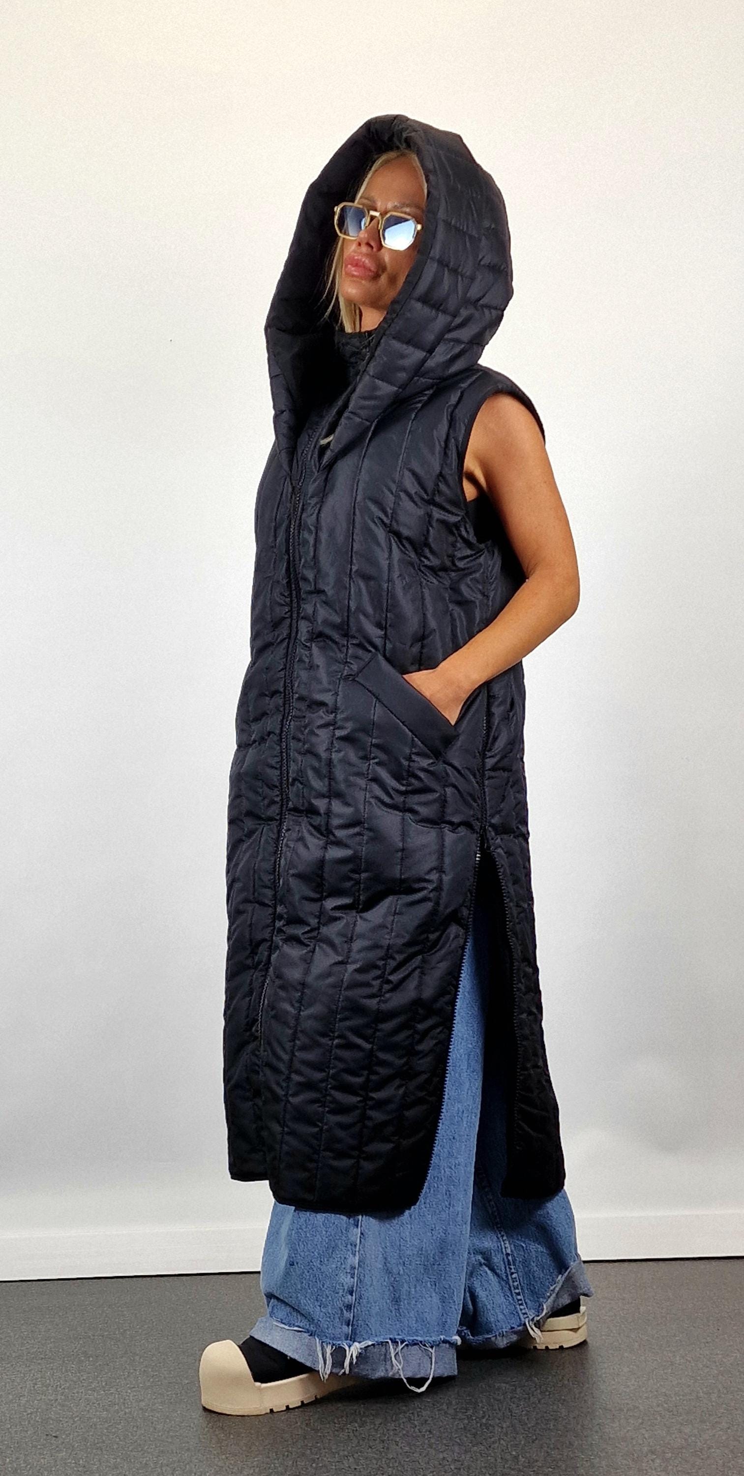 Hooded Maxi Vest: Plus Size Gothic Sleeveless Overcoat - Etsy