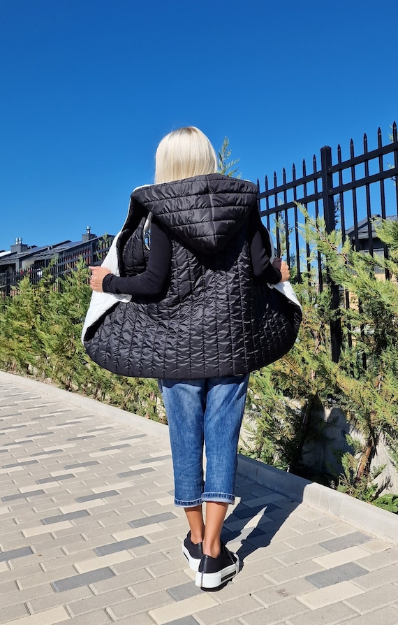 double faced jacket black and white