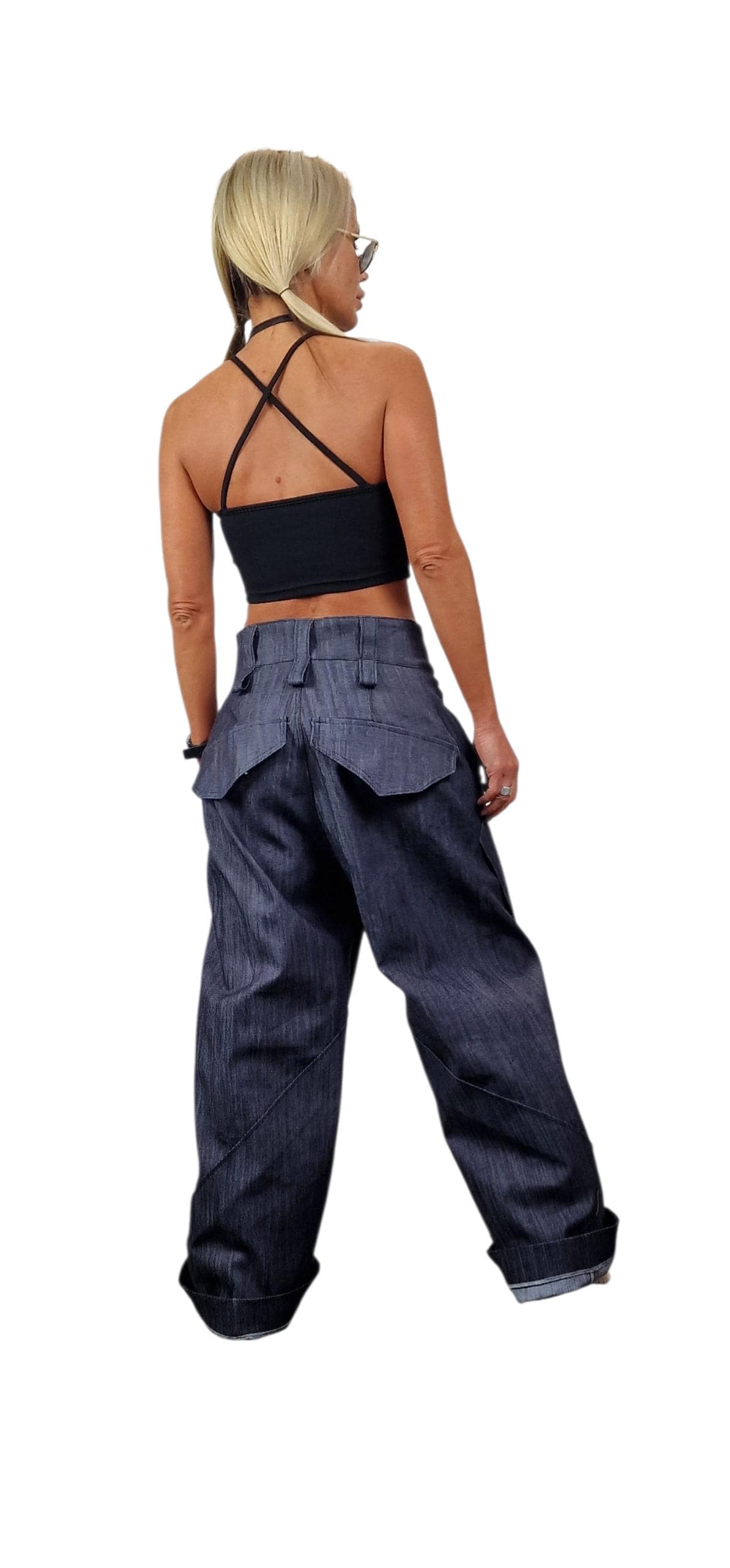 Denim Drop Crotch Pants: Avant-garde Baggy Trousers - Etsy