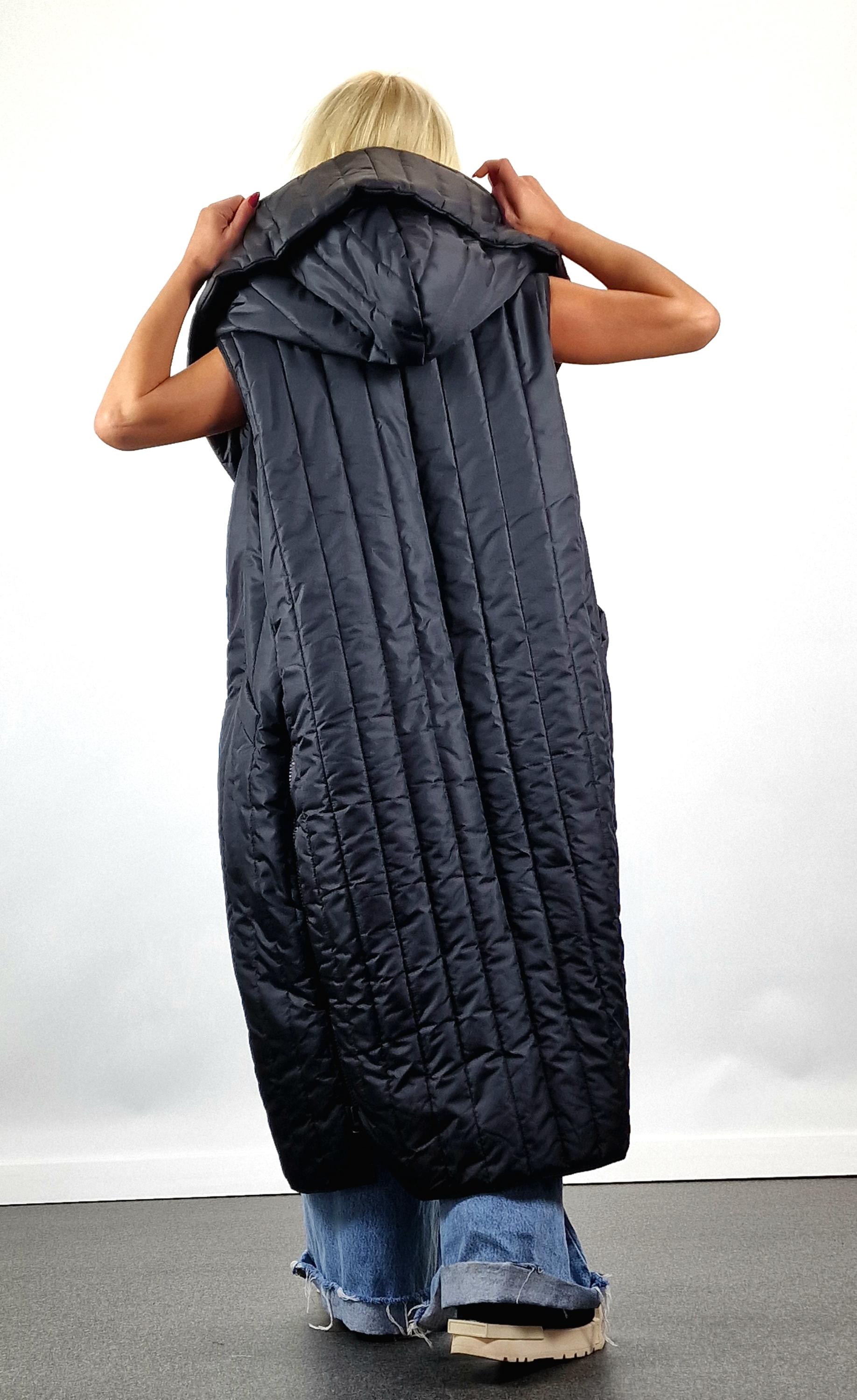 Zippers Coat With Oversized Hoodie , Plussize Overcoat
