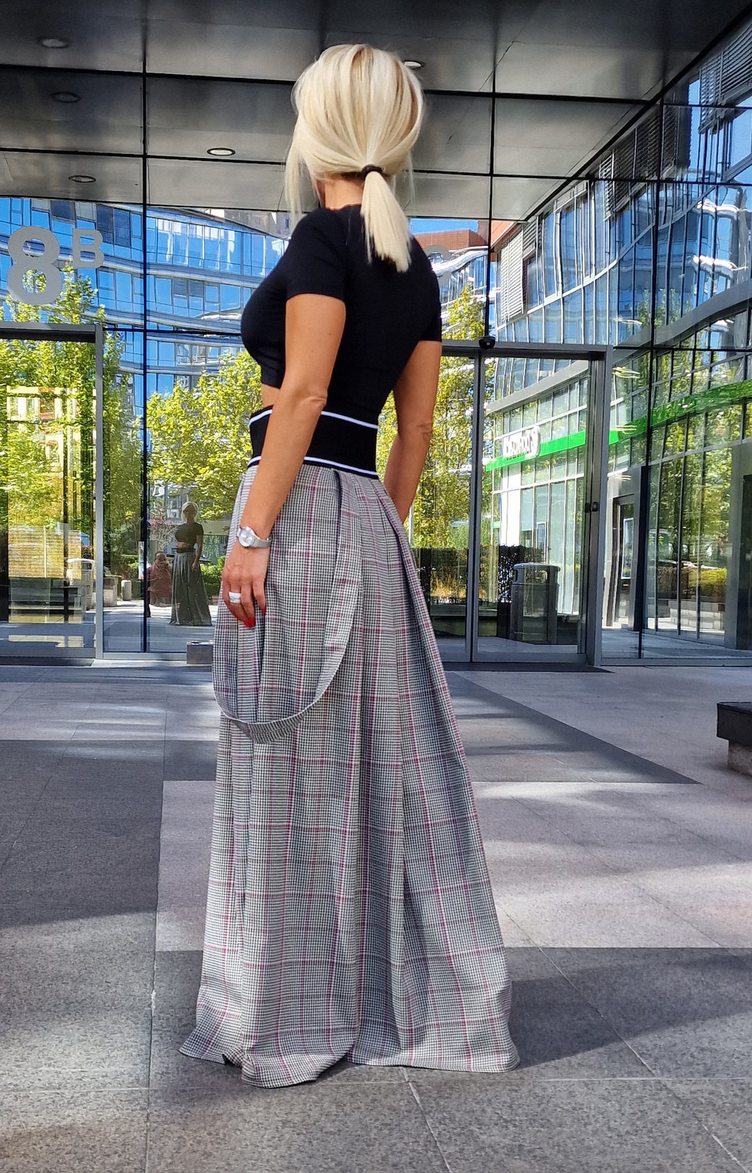 Jupe Longue Jupe A Carreaux Avec Bretelles Jupe à Carreaux Avec