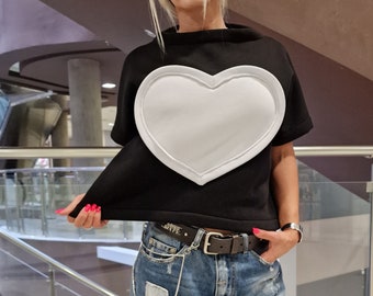 Avant-Garde Black Top: Oversize Gothic Blouse