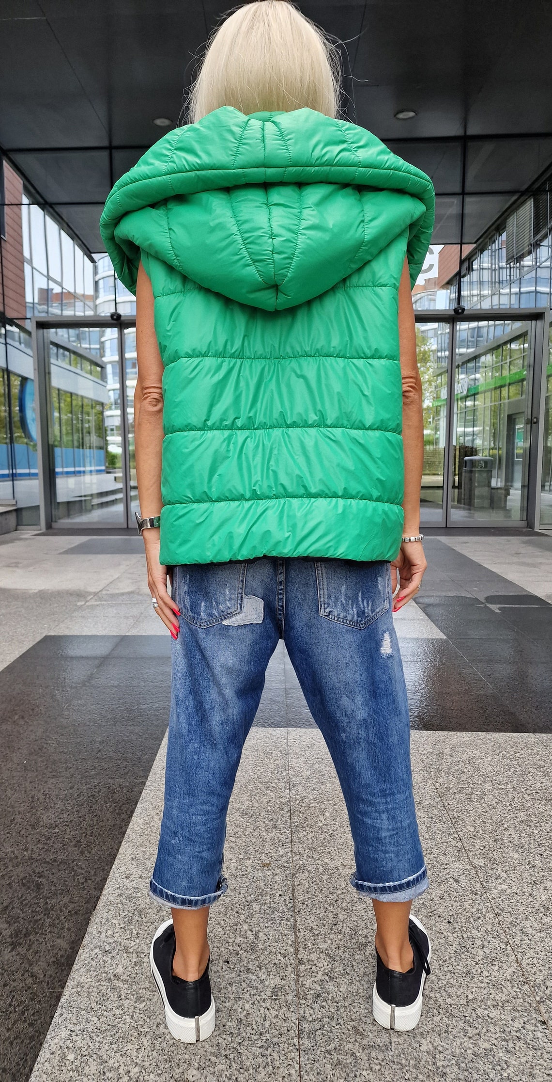 Sleeveless Hooded Vest Short Jacket With Oversized Hood Etsy