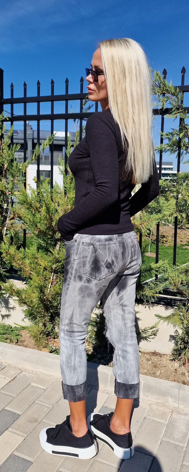 Fitted Black Longsleeve Top: Gothic Turtleneck Blouse image 6