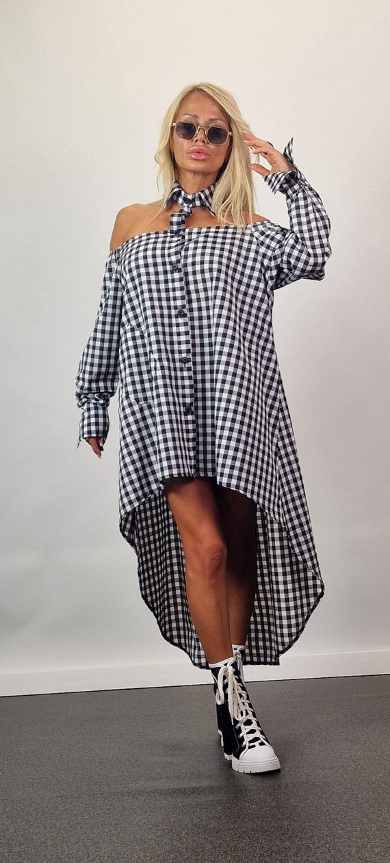 gingham off the shoulder dress Gingham off-shoulder maxi dress in red - Alaia