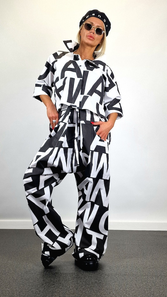 Avant-garde Cotton Harem Jumpsuit: Asymmetric Gothic Set