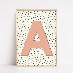 Custom Initial Print | Nursery Wall Art | 3 Colours | Dalmatian | Personalised Print | Letter Print | Baby Shower Gift | Boho / Scandi Style