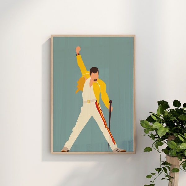 Freddie Mercury Inspirierter Wand kunstdruck / Poster | Ungerahmte | A3, A4, A5, A6 | Queen Music Poster | Gesichtslose Illustration | Königin Geschenk