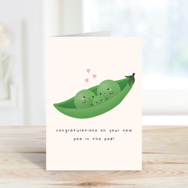 Congratulations on Your New Pea in the Pod Card | New Baby | Funny Pregnancy Card | New Parents | Mum to Be | Food Pun | Prints by Milly