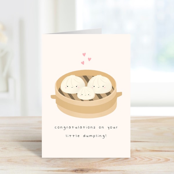 Congratulations on Your Little Dumpling New Baby Card | Funny Pregnancy Card | Food Pun | Bun in the Oven | Baby Shower | Prints by Milly