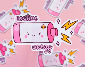 Positive Energy Vinyl Sticker | Die Cut Sticker | Waterproof | Positivity Sticker | Laptop Decal | Phone Journal Laptop Stickers | Self Love