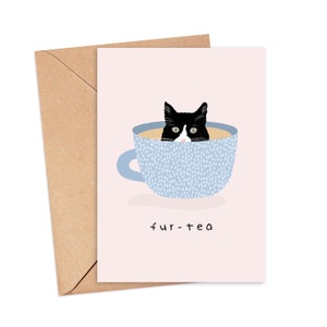 Fur-Tea Funny 30th Birthday Card Thirty Cat Lover Funny Thirtieth Birthday Card Funny Cat Pun Humurous Card Prints by Milly image 3