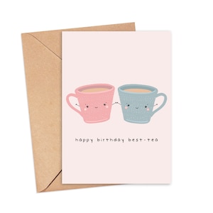 Alles Gute zum Geburtstag Best-Tee Karte | Lustiges Wortspiel Geburtstagskarte für beste Freundin | Humor Karte | Scherzkarte | Karte für Sie / Ihn | Tee-Liebhaber-Geschenk