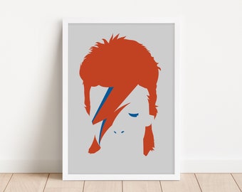 Ziggy Stardust Inspired Minimalist Wall Art Print | A6, A5, A4, A3 | Unframed | Retro Rock Music Print | Gift