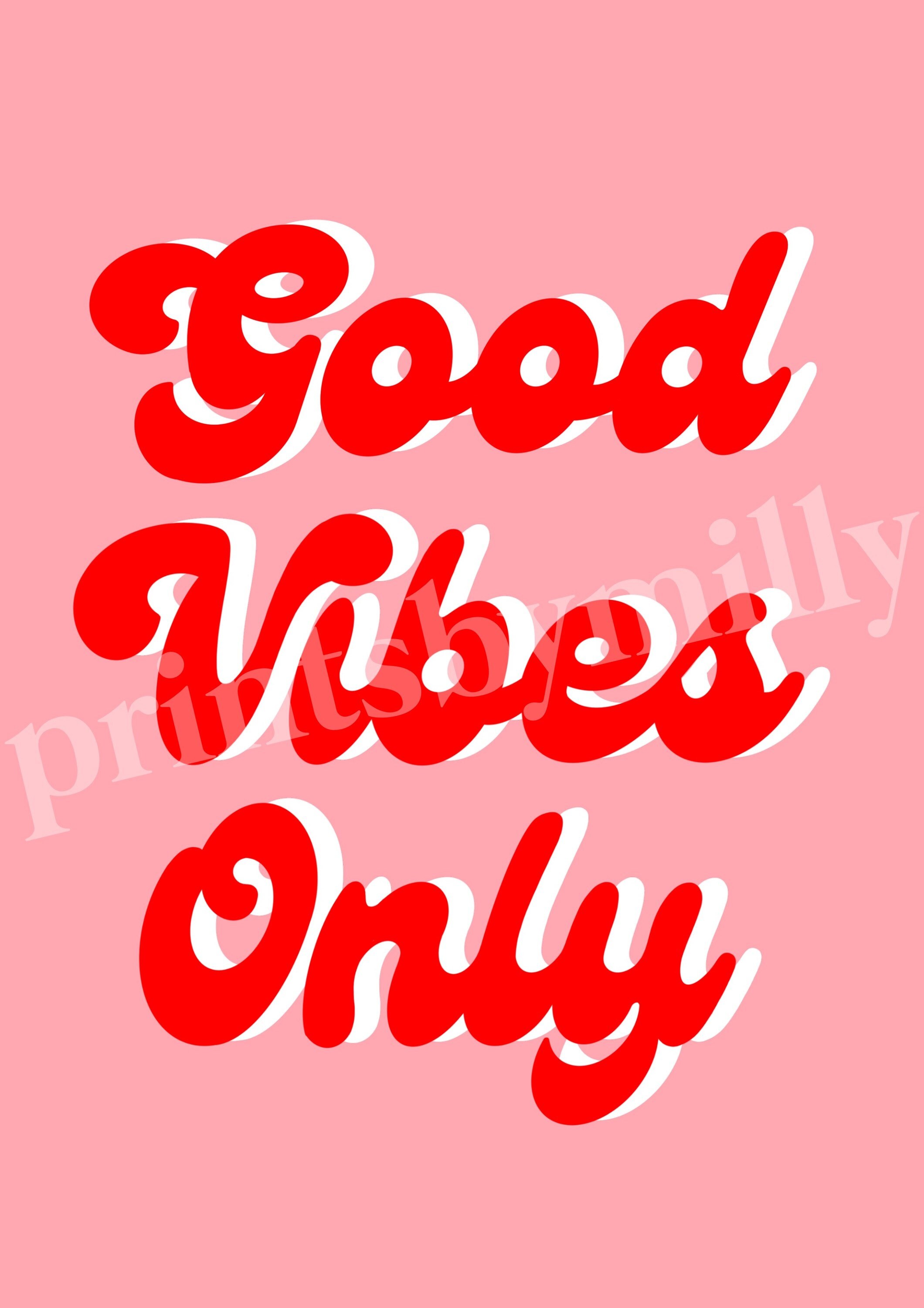 Good Vibes Only Positive Quote Wall Art Print Pink A3 A4 Etsy