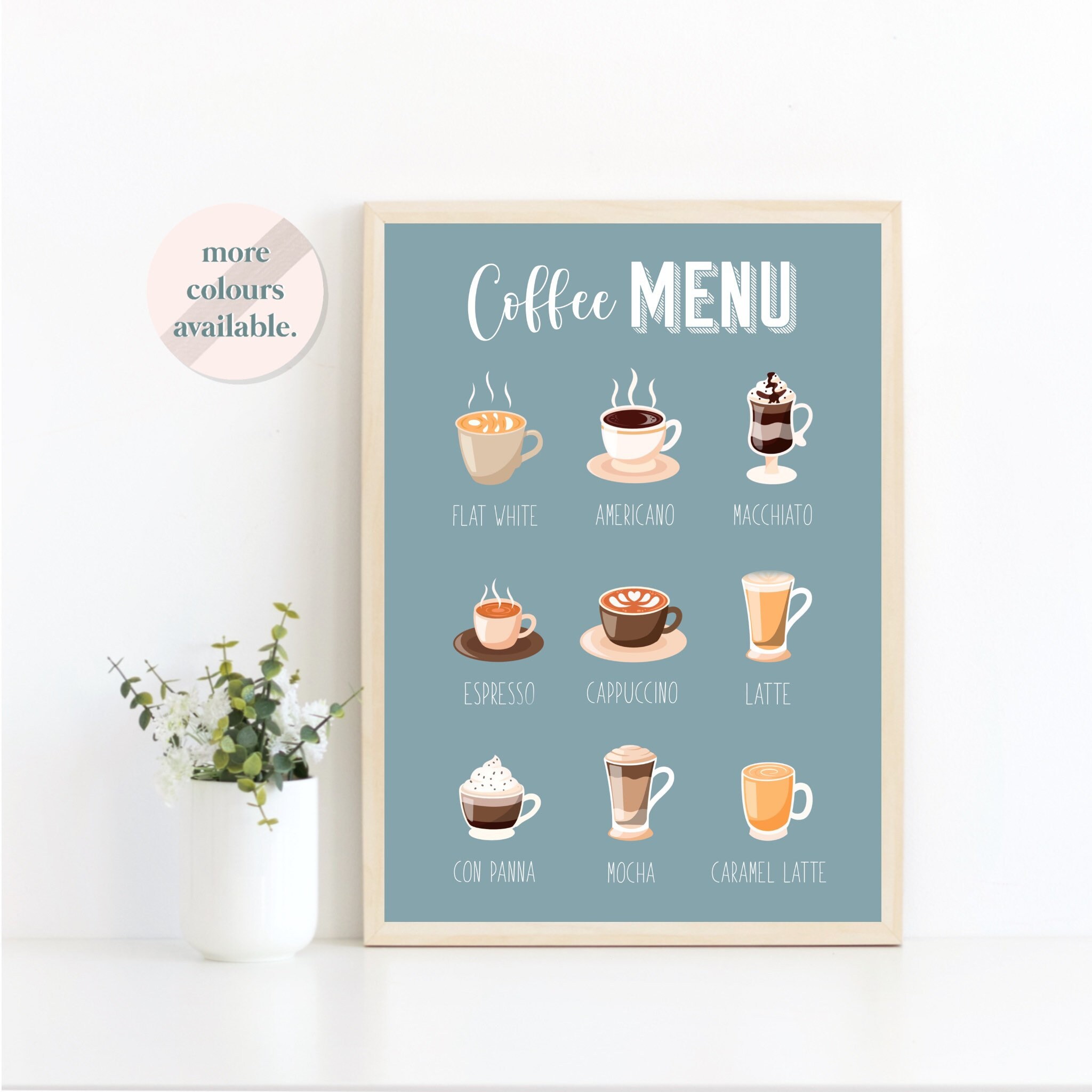 Coffee Menu Kitchen Wall Art Print Coffee Guide Print Etsy