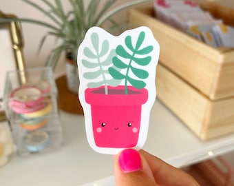 Smiley Plant Vinyl Sticker | | imperméable à l’eau | cadeaux Pour les amoureux des plantes Décalcomanie pour ordinateur portable | Autocollant de journal téléphonique | | des plantes d’intérieur | De découpe Bidon