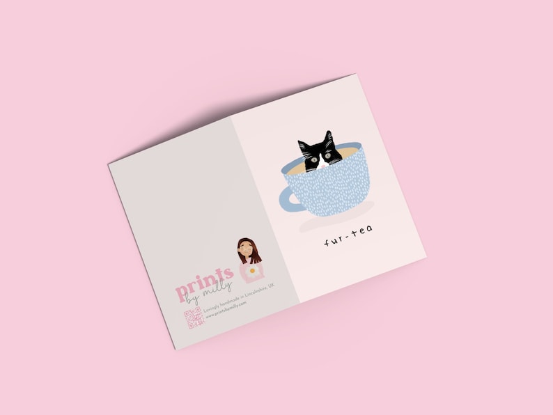 Fur-Tea Funny 30th Birthday Card Thirty Cat Lover Funny Thirtieth Birthday Card Funny Cat Pun Humurous Card Prints by Milly image 2