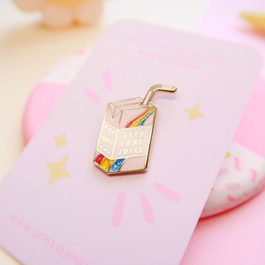 Self Love Juice Box Enamel Pin Cute Hard Enamel Pin Affirmation Positivity Small Gift Lapel Pin Glitter Rainbow Gift for Her image 4