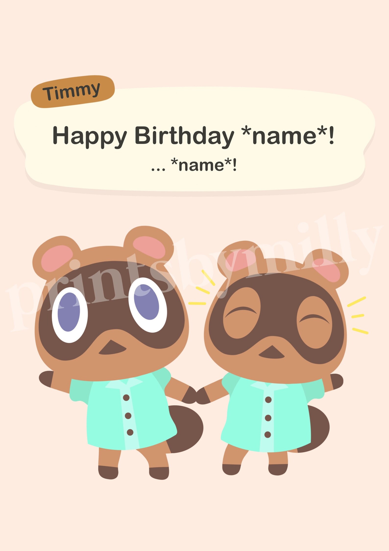 Personalised Animal Crossing Inspired A6 Birthday Card Funny Etsy