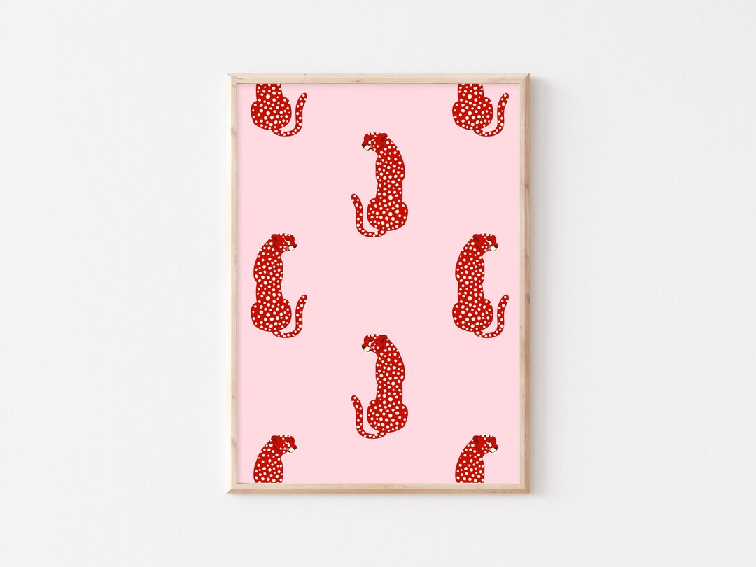 Red Cheetah Wall Art Print Pink & Red Leopard Wall Art Bold Classy Wall ...