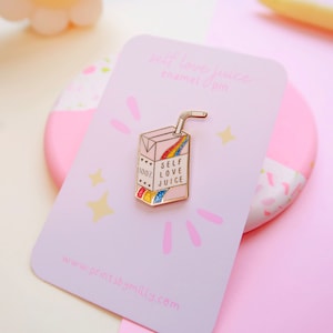 Self Love Juice Box Enamel Pin Cute Hard Enamel Pin Affirmation Positivity Small Gift Lapel Pin Glitter Rainbow Gift for Her image 5