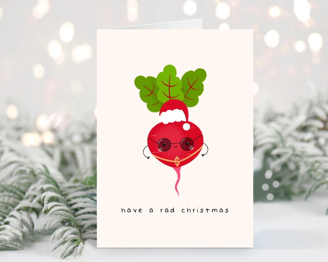 Have a Rad Christmas Radish Joke Card Food Pun Veggie Etsy