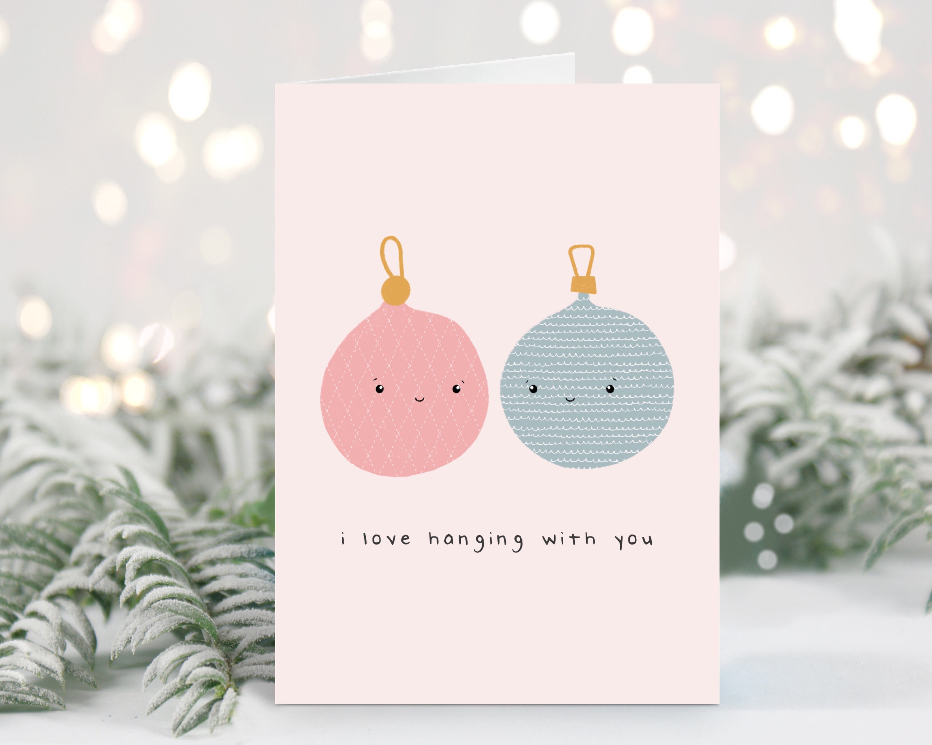 I Love Hanging With You Christmas Pun Card A6 Funny Etsy