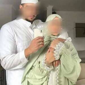 Gebetskleidung Muslime Saudi Prayer Dress Gebetskleid gebedsjurk Gebetsrobe Tarha sharshaf Mint