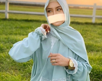 Luxurious Handmade Prayerdress from Madina - Nikah - Gift- Custom Made- Abaya- Jilbab- Isdal- Eid Gift -Muslima- Modest