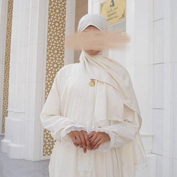 Luxurious Handmade Prayerdress from Madina - Nikah - Gift- Custom Made- Abaya- Jilbab- Isdal- Eid Gift -Muslima- prayerdress