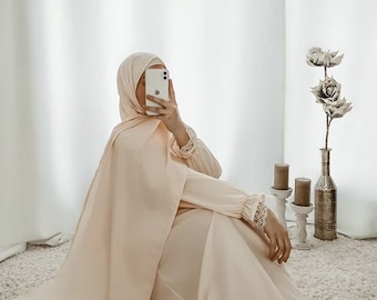 AY-418 Jilbab Islamic Clothing Anarkali Style Umbrella Cut Occasion Wear Gown MyBatua Beautiful White And Khaki Cotton Abaya Jalabiya