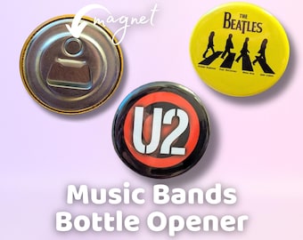 Music Band Bottle Opener | Rock & Pop Art, Magnetic (Ø6cm)