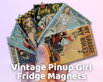 Vintage Pinup Girl Fridge Magnets | Retro 1950s Americana Art | Classic Glamour MAGNET | Man Cave, Bar & Garage Décor | Rockabilly Style