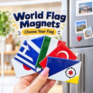 Koelkastmagneet met landvlag, magneet met wereldvlag, reissouvenir, geografisch cadeau, magneet met landvlag op maat, 8 x 5 cm