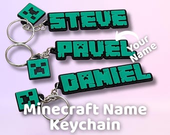 Personalized Minecraft-Style Keychain | 3D Printed Keychain for Keys and Backpacks | Gaming Gift