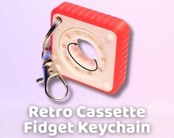 Retro Cassette Fidget Schlüsselanhänger - Spinning Rolle zum Stressabbau | Nostalgisches Design für Musikliebhaber & Fidgeters | Lustiges GESCHENK für den täglichen Gebrauch