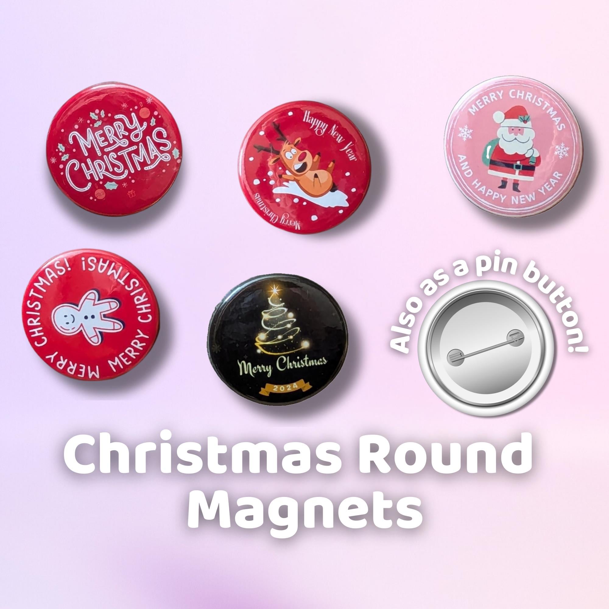 Christmas Fridge MAGNETS or Pin BUTTONS | 38mm (1.5") | Xmas Item | Holiday Decor | Christmas-Themed Fun | SEASONAL Gift | Stocking Stuffer
