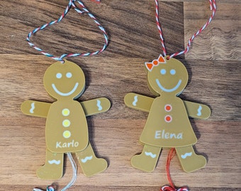 Personalized Gingerbread Christmas Ornament, Moving hands and legs, Ringing bell