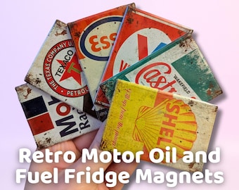 Retro Motor Oil Brand Magnets | Vintage Garage Decor (8x5cm)
