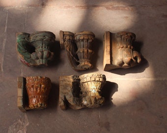 Portacandele per montaggio a parete di recupero indiano antico// Portacandele per luce del tè// Applique per candele con montaggio a parete indiano // Lotto di 5 pezzi