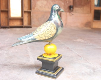 Homing pigeon wooden show piece/home decorative Homing pigeon statue/wooden pigeon statue|| handmade handpainted pigeon art|| bird art