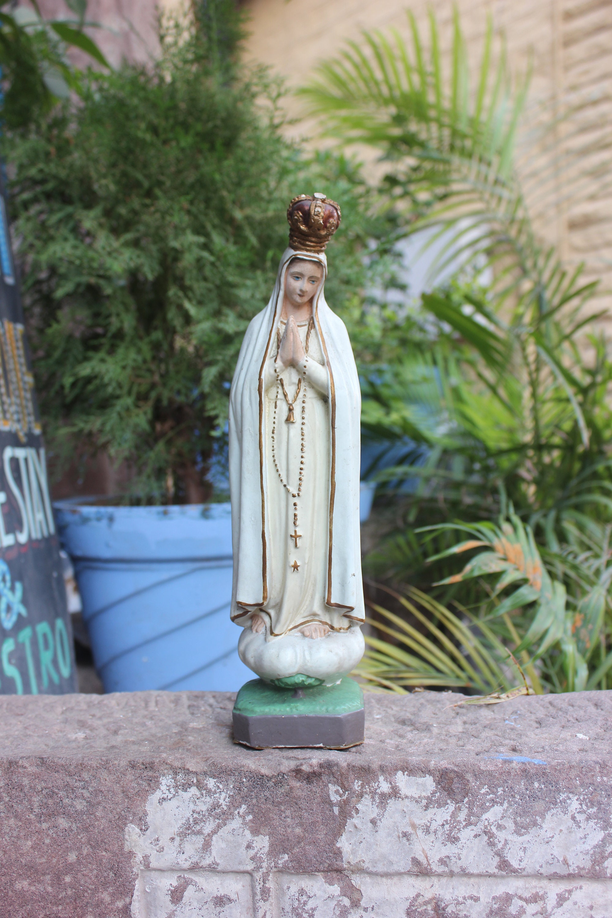 Beautiful old white terracotta figure of mother mary from | Etsy