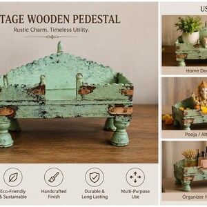 wood altar vintage decorative collectable laddu gopal altar shrine console decor