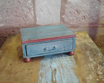 Antique wooden Single drawer chest Box || wooden Goldsmith Box || Wooden Small Chest Box with brass pull Drawer chest