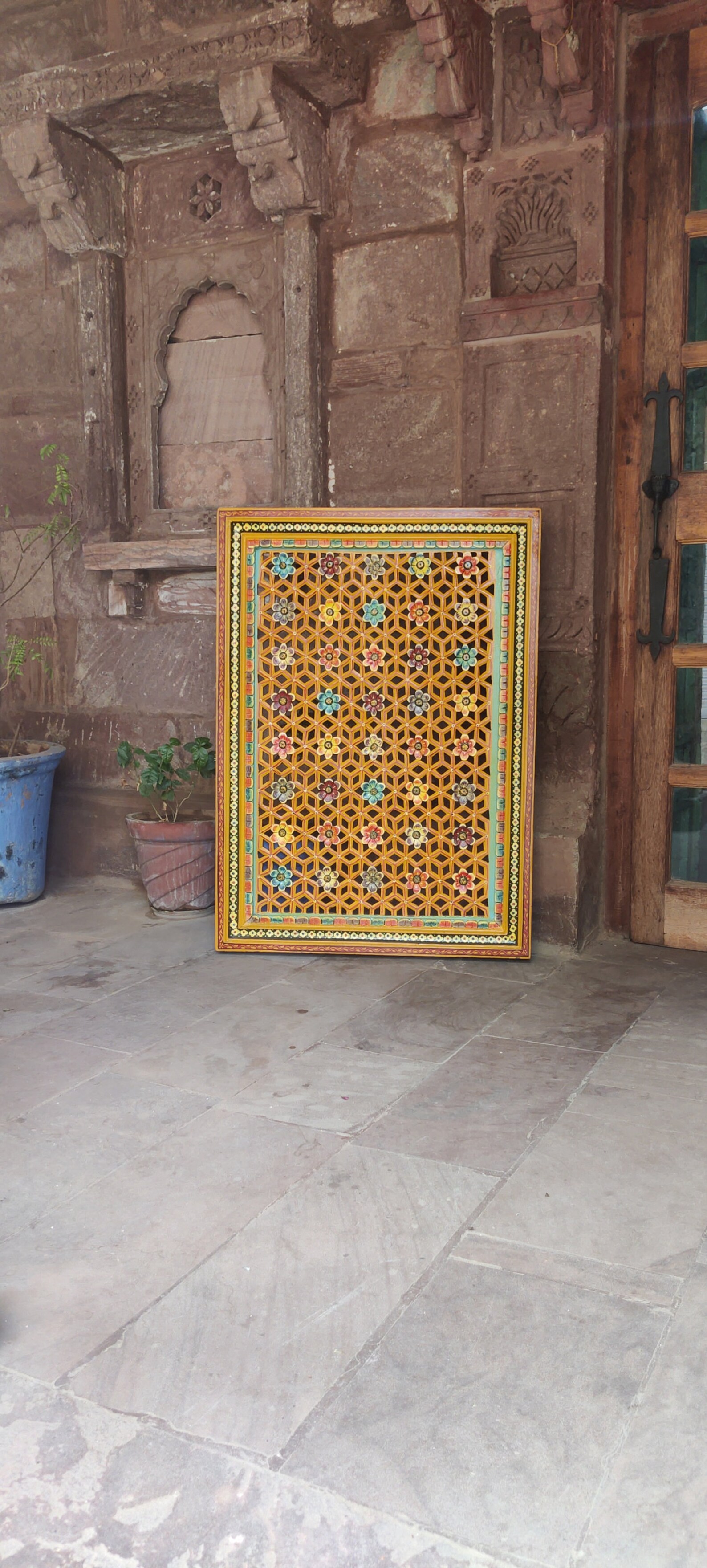 Octagonal Jali Frame Handmade Wooden Jali Frame: Floral Wall Panel, Handpainted - Etsy