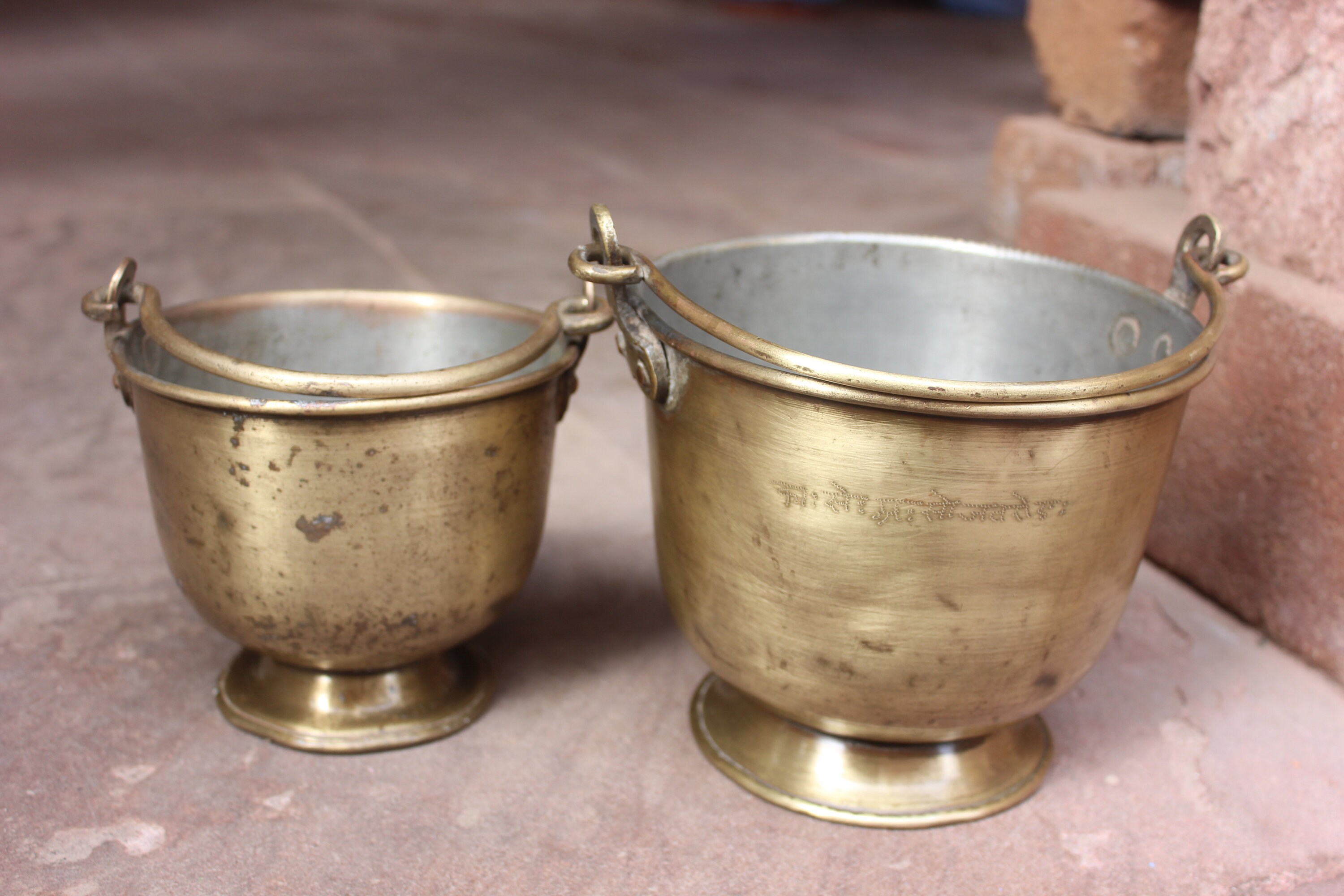 Old small brass bucket set of two/brass bucket for small Etsy