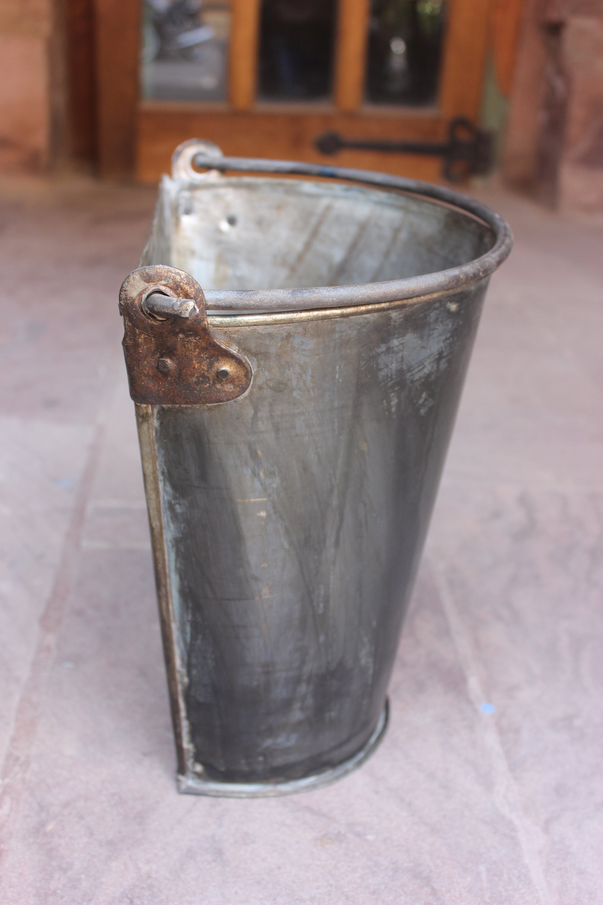 Half bucket hanging planter galvanized iron planter home Etsy