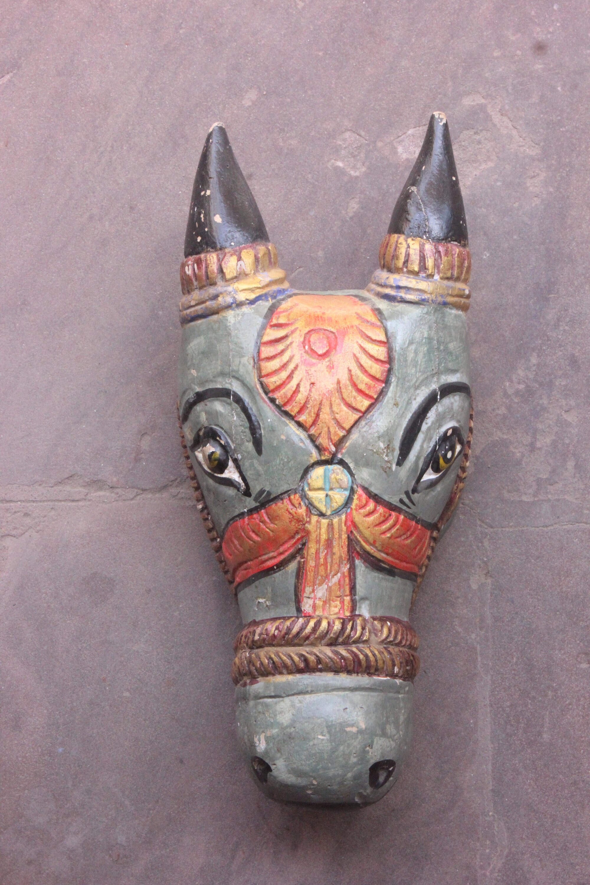 Wooden Made Colored Nandi Head for Wall Decorbeautiful Etsy