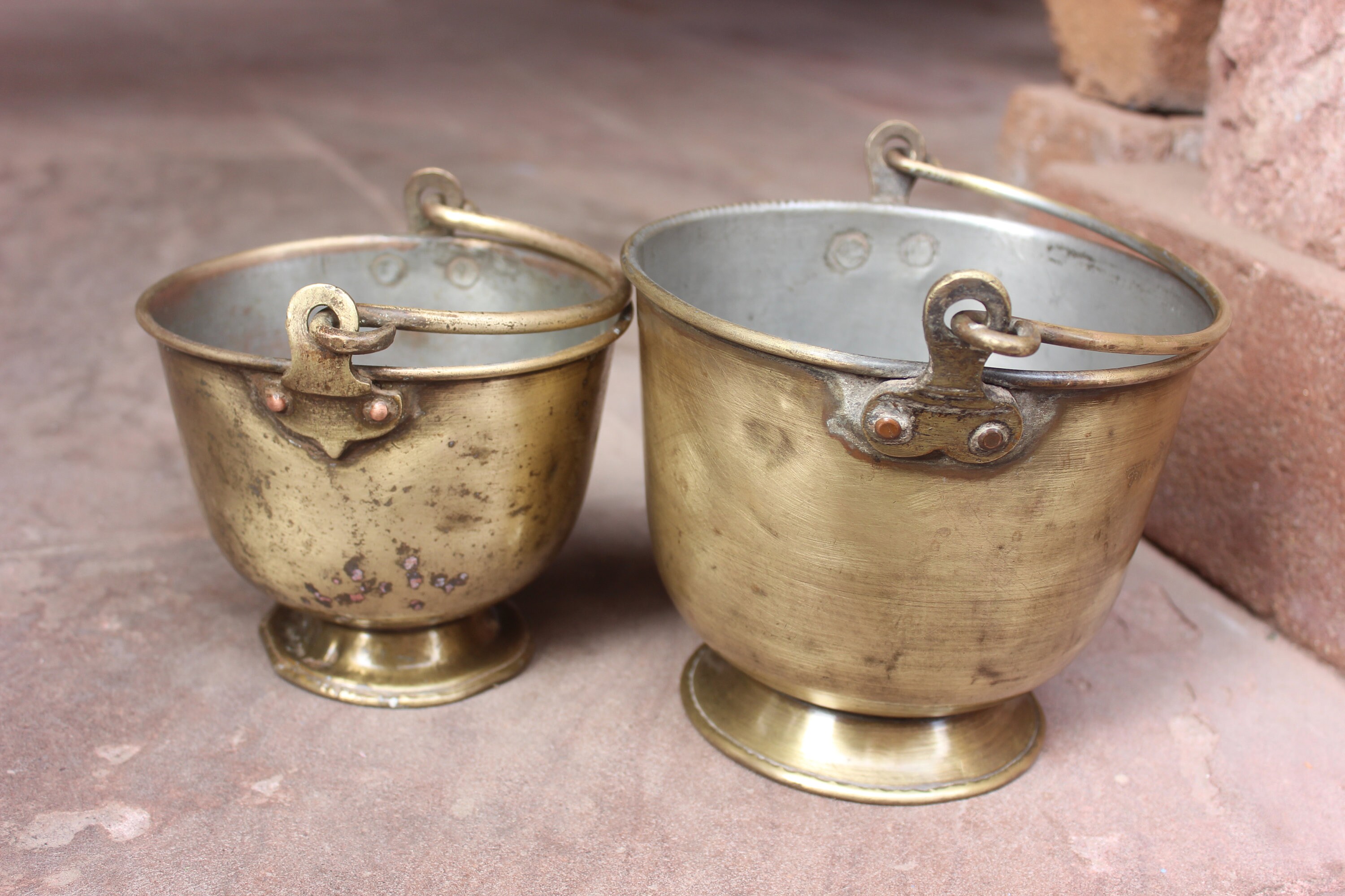 Old small brass bucket set of two/brass bucket for small Etsy